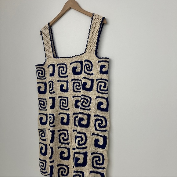 RHODE Blue and Cream Mini Dress - Picture 6 of 9